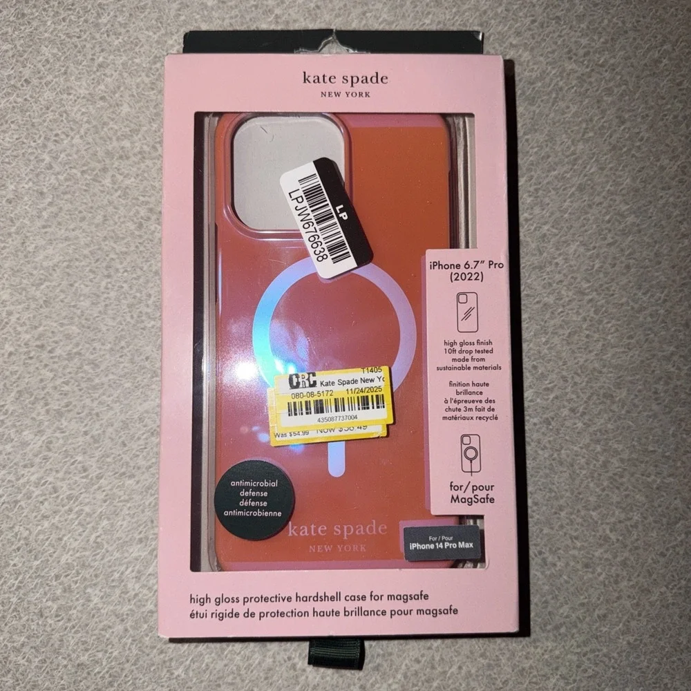 Kate Spade New York Apple iPhone 14 Pro Max Protective Case MagSafe Grapefruit